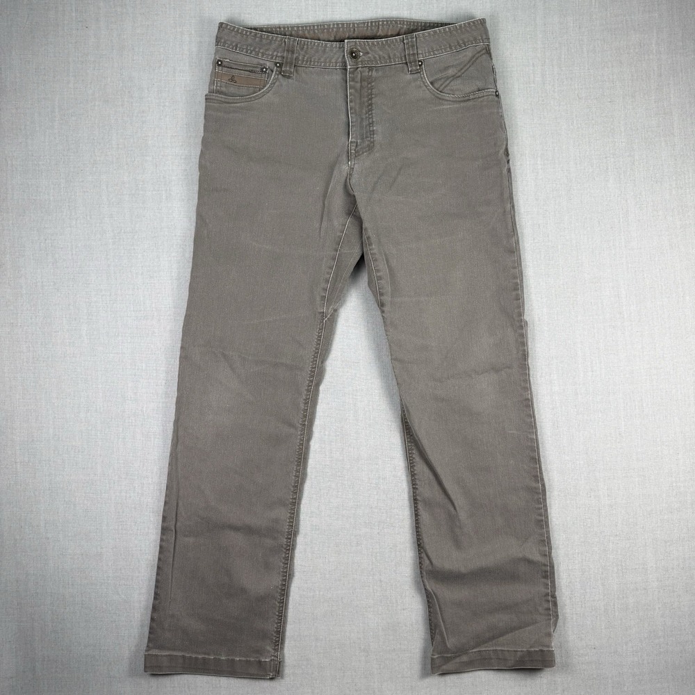 Prana Pants Mens Size 33x32 Brown 5-Pockets Casual Straight Fit Canvas